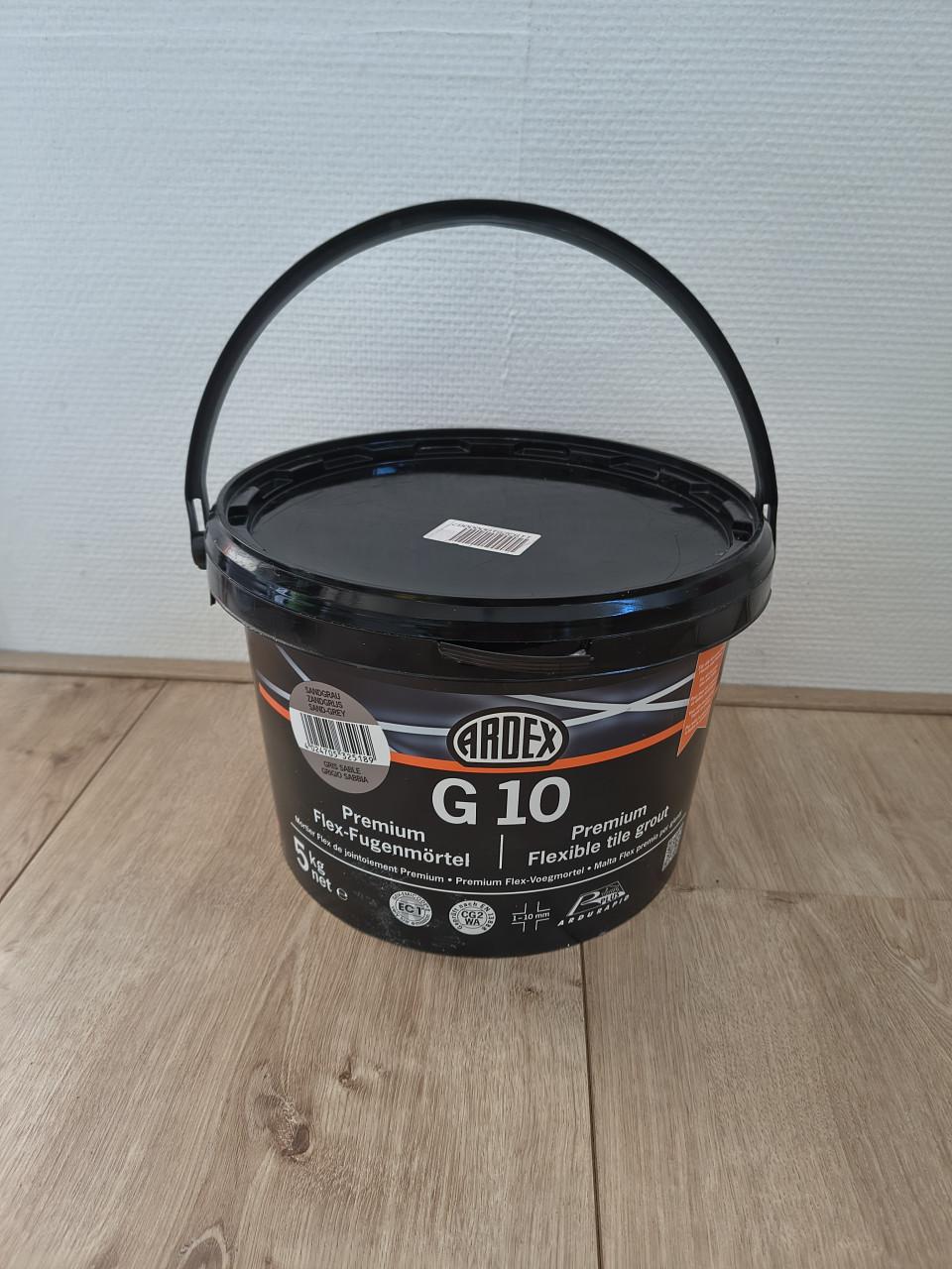 Ardex G10 zandgrijs. Premium flex voegmortel grijs poeder.