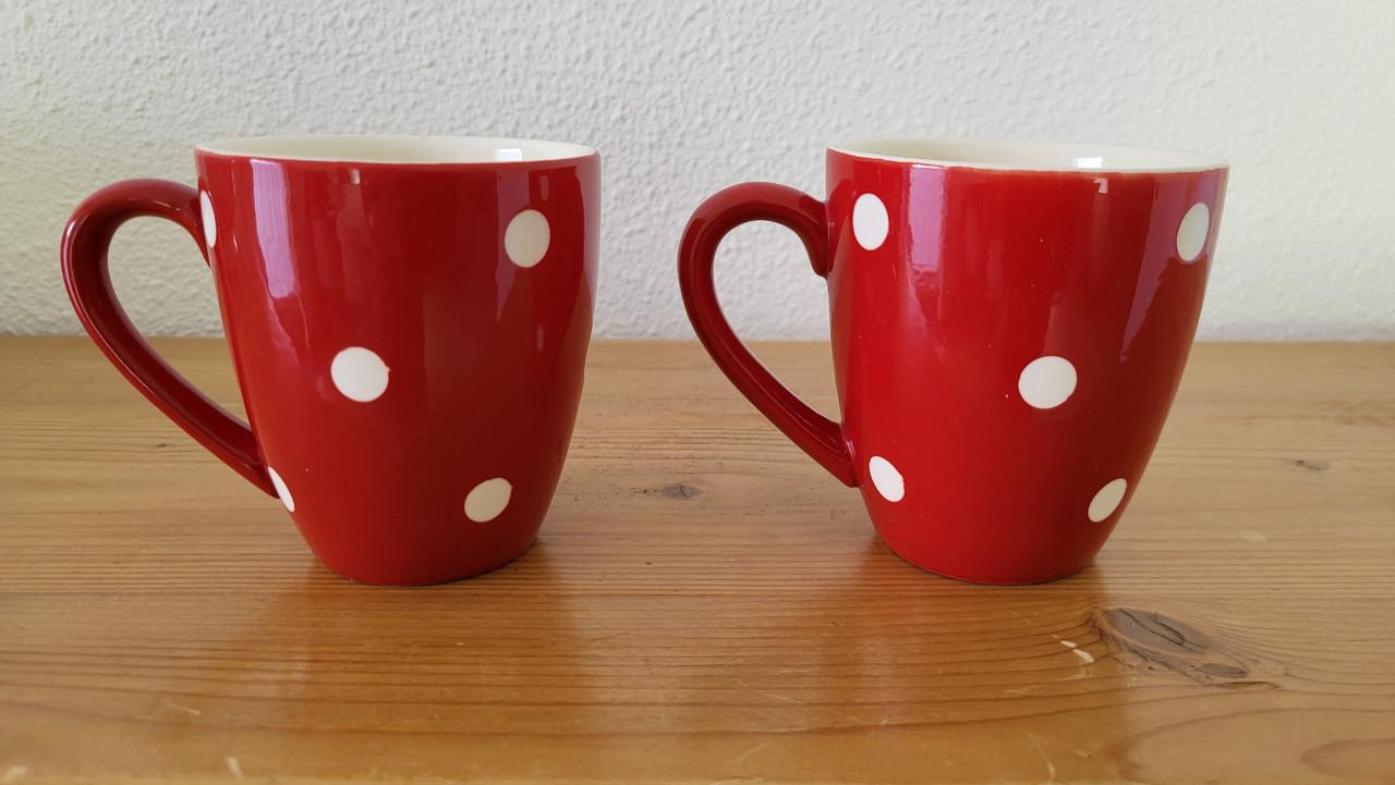 Set van 2 polkadot koffie mokjes