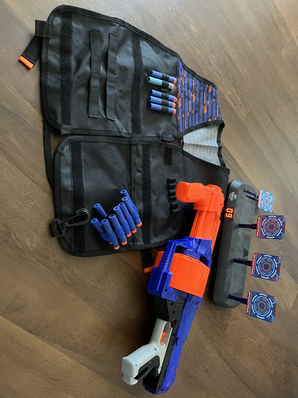 Nerf gun, pijlen, jacket, targetstation