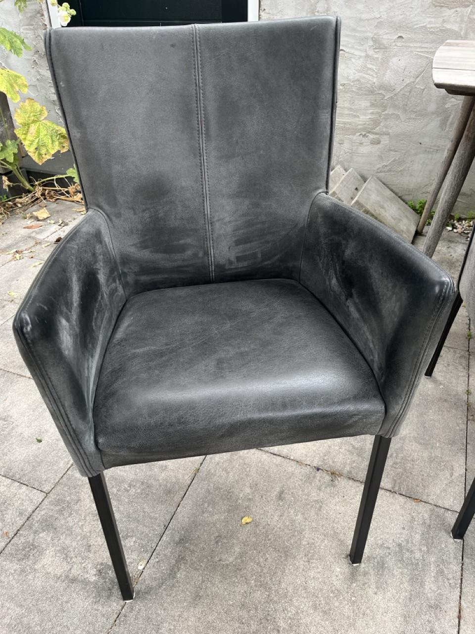 Set van 4 lederen eetkamerstoelen