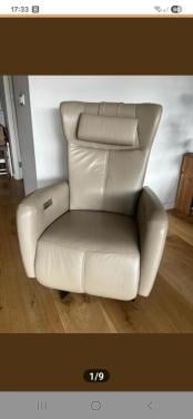 Relax-stoel, leer, met sta-op-functie, merk Prominent