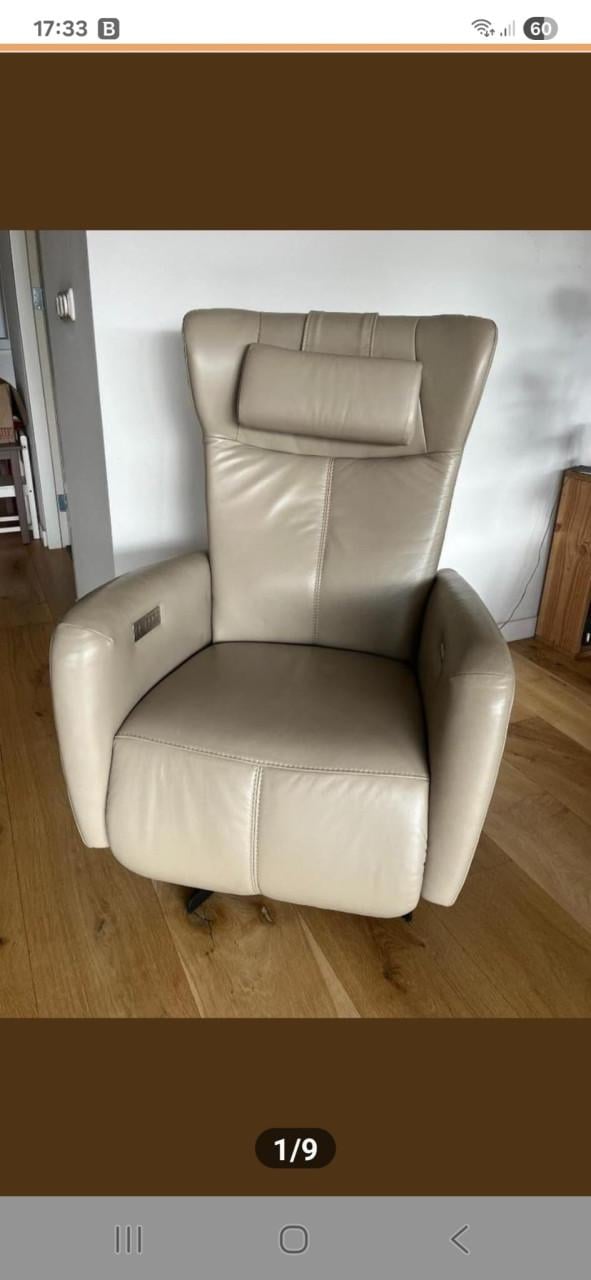 Relax-stoel, leer, met sta-op-functie, merk Prominent