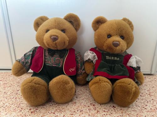 Set van 2 vintage knuffelberen "Mamma" en "Pappa"