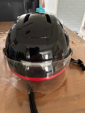 Helm scooter blauw kenteken