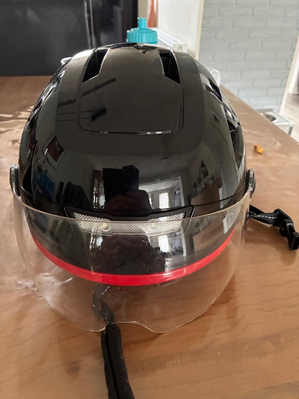 Helm scooter blauw kenteken