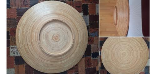 Grote houten schaal 45 cm. Eventueel met nep fruit