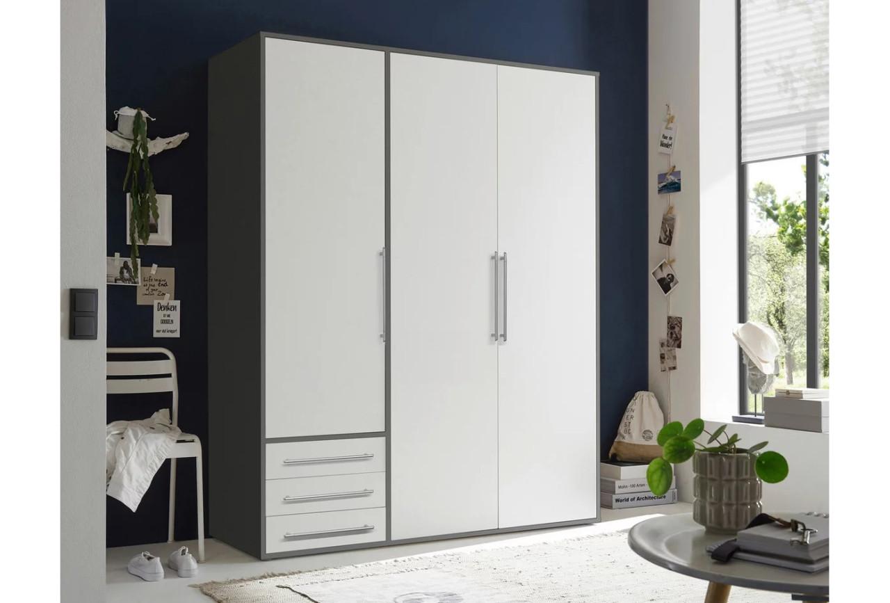 Grote kledingkast 3 of 4 dr. Wit met Lichteiken of Antraciet