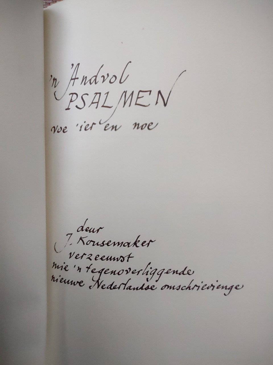 'n andvol Psalmen voe 'ier en noe. van J. Kousemaker