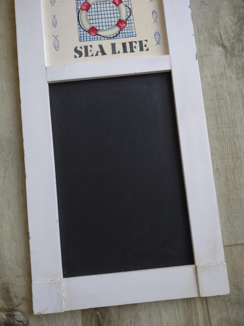 Prachtig wit houten memobord, krijtbord Sea Life. Zee bord.