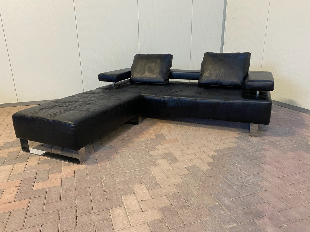 GRATIS LEVERING HEEL NL Montel 3-zits Echt Leren Bankstel met Hocker