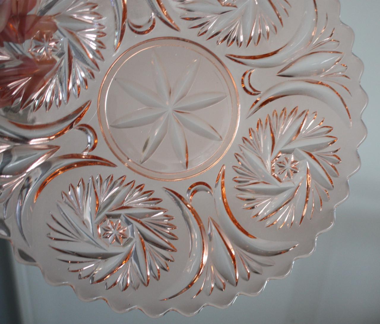 Vintage gebak servies Gebak Roze glas