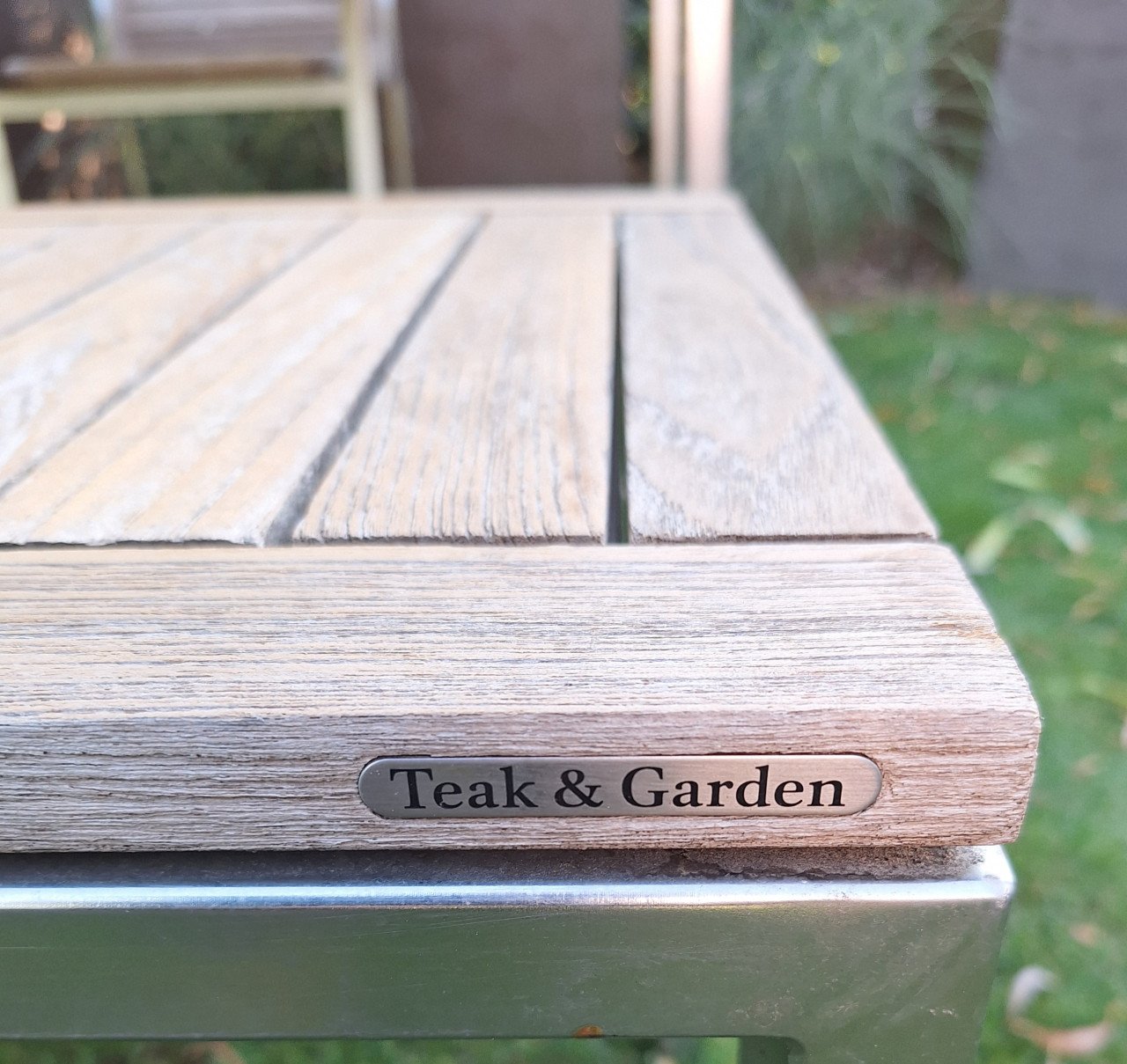 Teakhouten en rvs tuinset