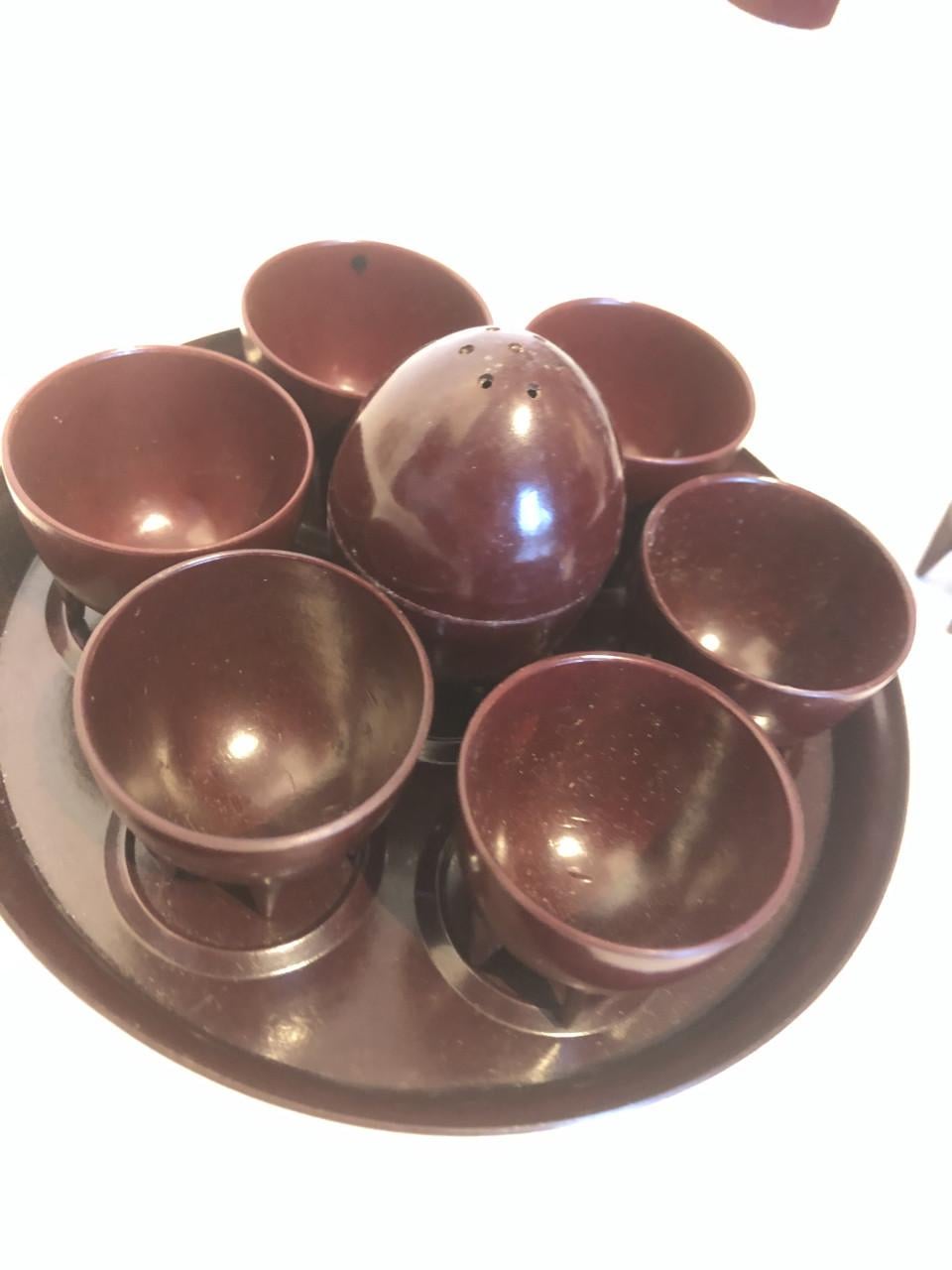 Bakeliet eierdopje en peper- en zoutstel