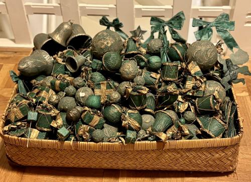 Kerstboomdecoratie groen met goud