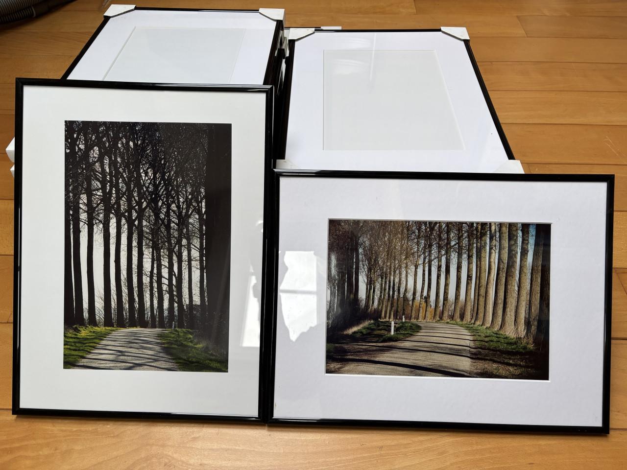 Fotolijsten ( zwart ) met passe-partout ( wit )