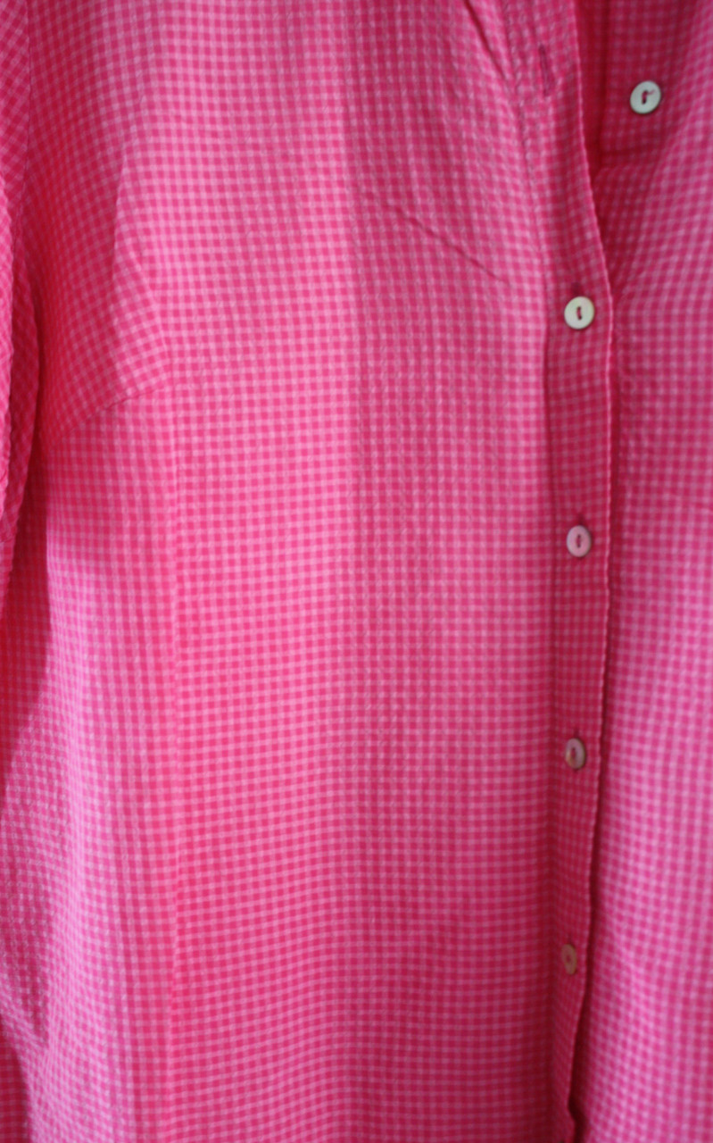 Roze geblokte blouse maar 46