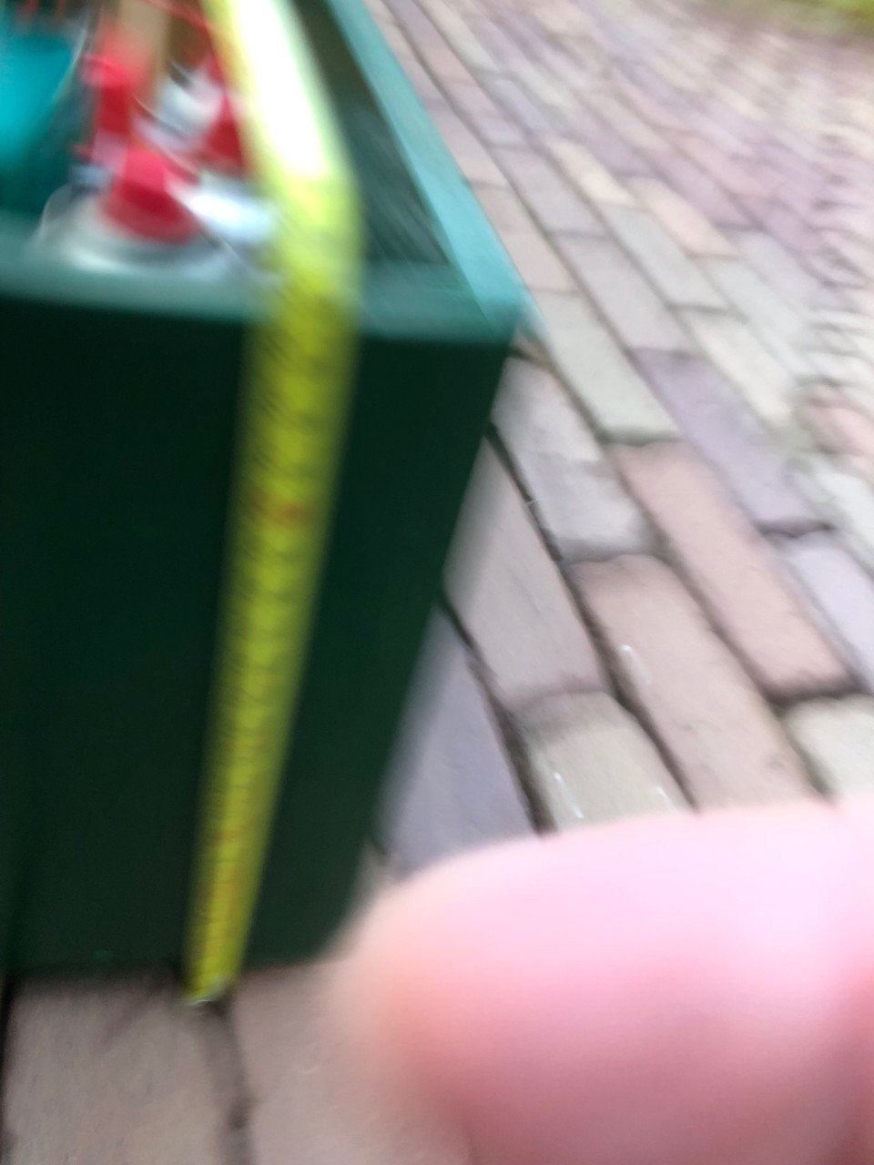 Groene houten bak.