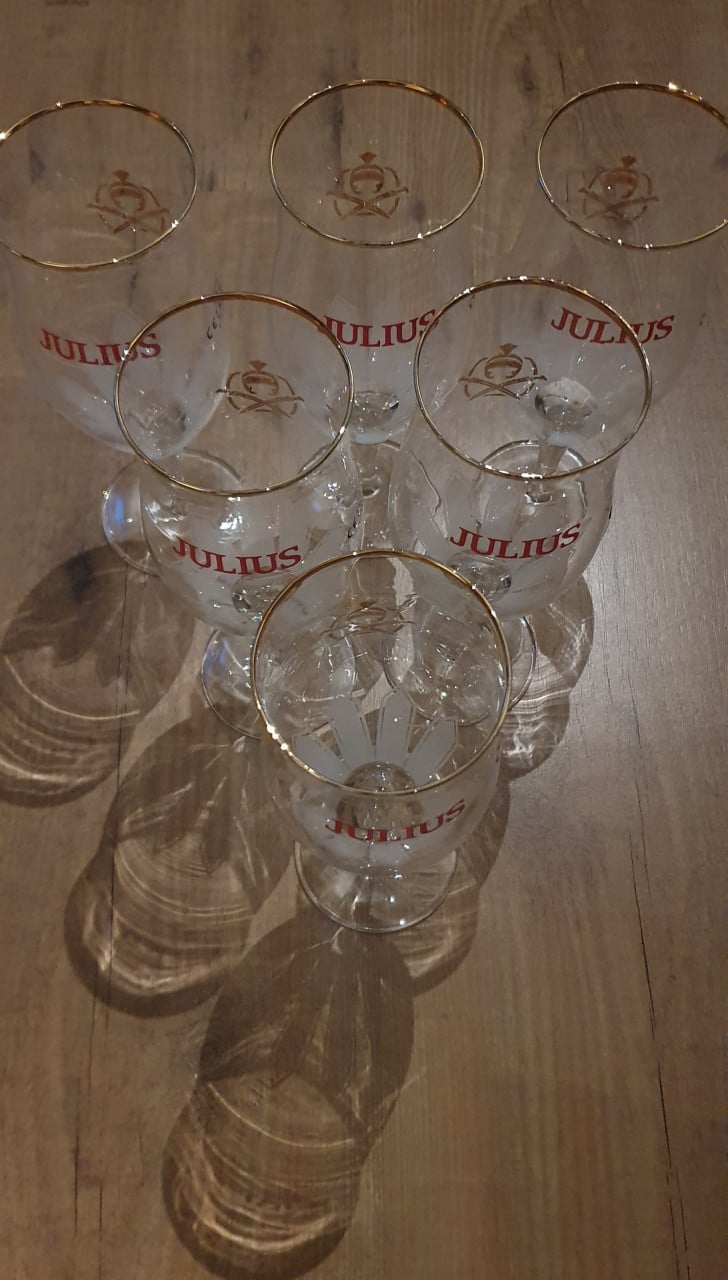 6 Julius bierglazen + 300 viltjes + 8 plastic tafelkaartjes Promo