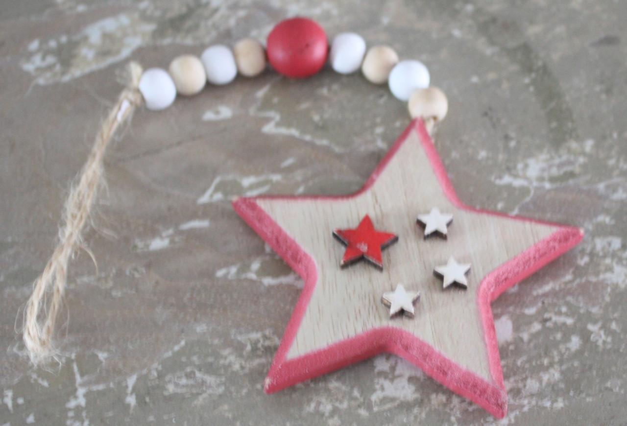 Houten ster hanger rood