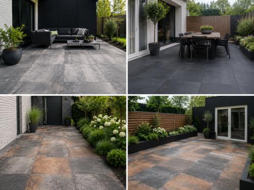Actie! Terrastegel + ( met mini facet ) 60x60x 4cm €21.45 per m²