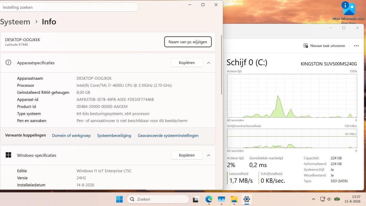Dell Latitude E7440 i7-4600u 8Gb-RAM 240Gb-SSD Win11 IoT 50€