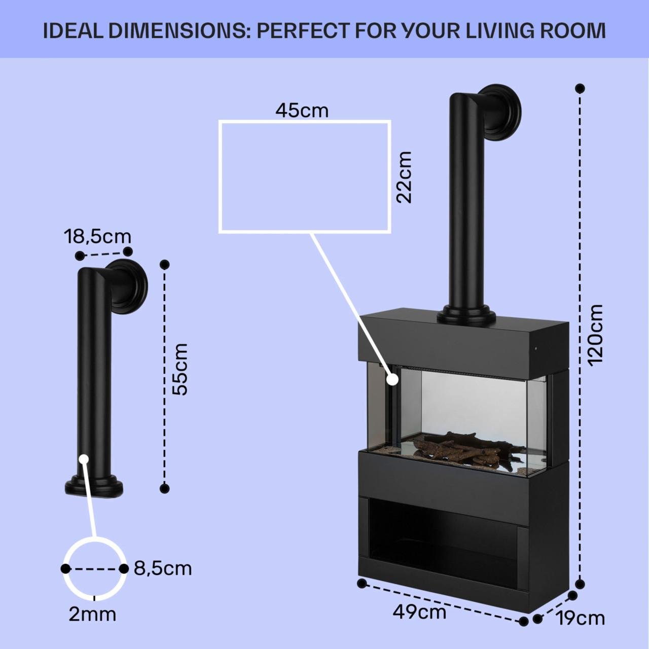 Klarstein Zermatt elektrische kachel met kachelpijp
