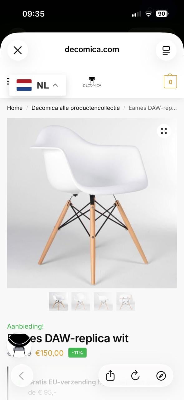 4 hele mooie witte eetkamer kuipstoelen