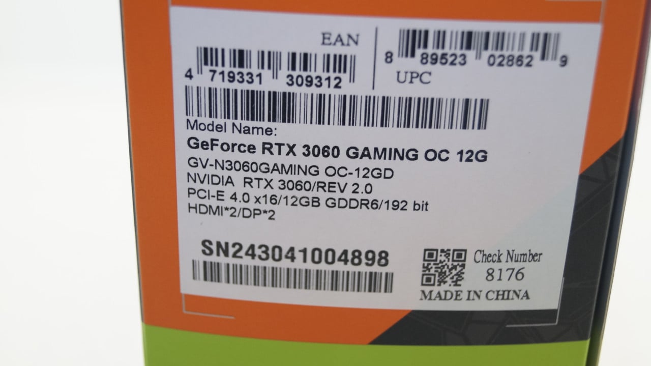 Videokaart Gigabyte/Nvidia RTX3060 12Gb gaming