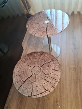 2x mooie glass tafeltjes