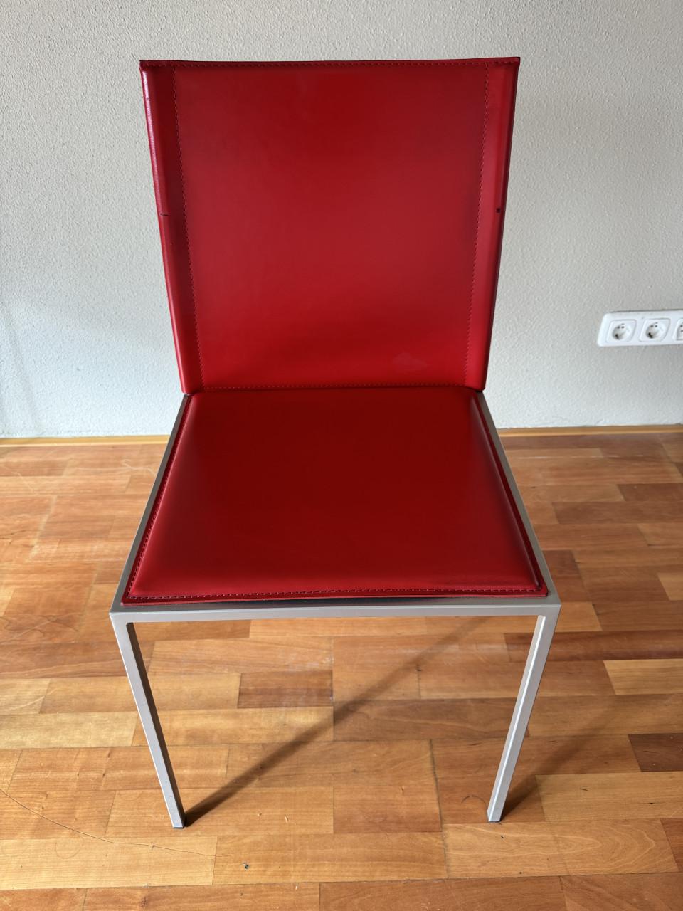 Rode leren eetkamer stoelen