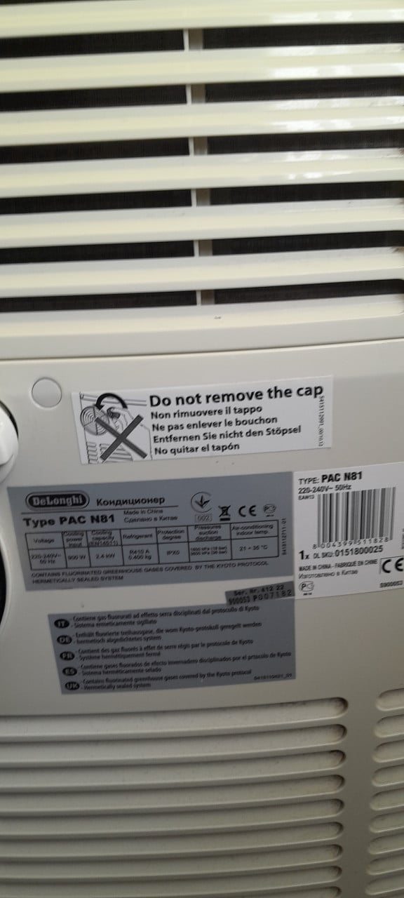 Airco, voor reparatie, onderdelen. De longhi PAC N81