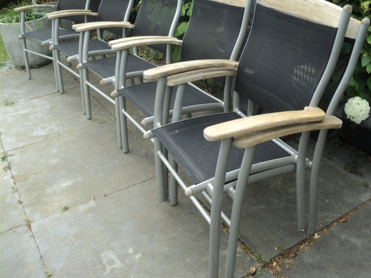 6 Mooie TEAK HOUTEN tuinstoelen
