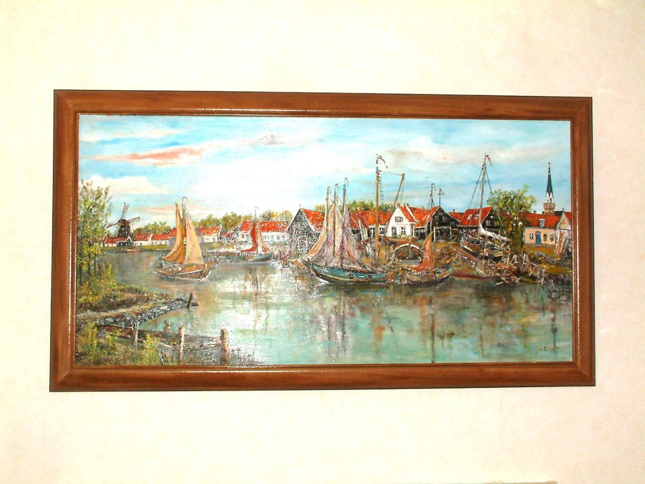 Arnemuiden oude haven met werf  120 x 80 cm doek  en 50 x 60 cm doek