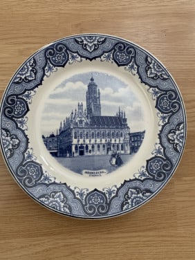 Delfts Blauw Bord Stadhuis Middelburg
