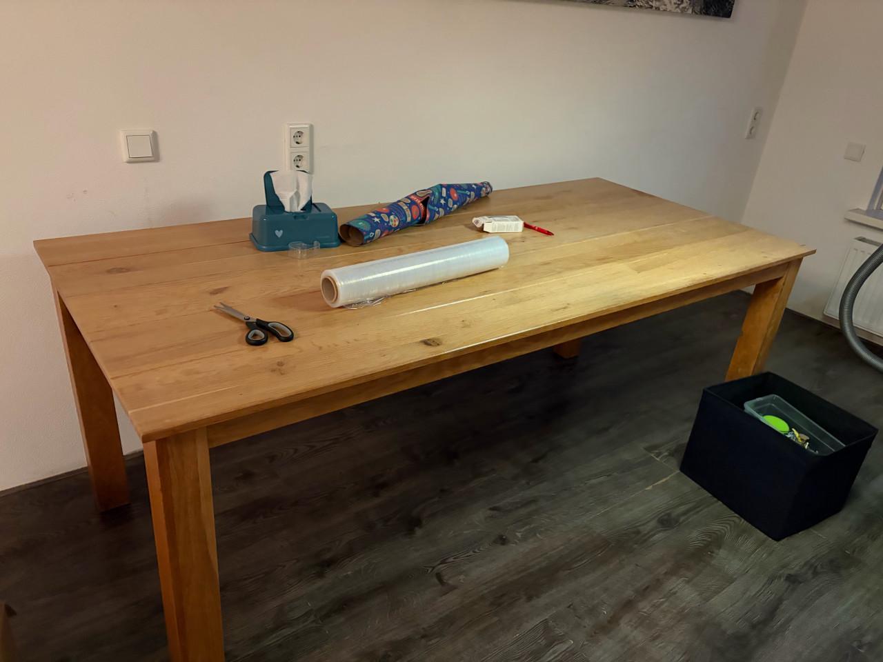 Houten eetkamertafel 90x200 - blank gebeitst