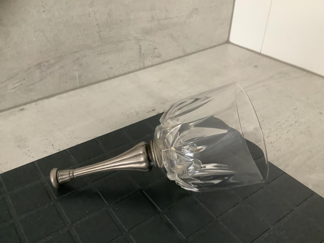 Prachtige Kristallen Tafelbel met Tinnen Handvat