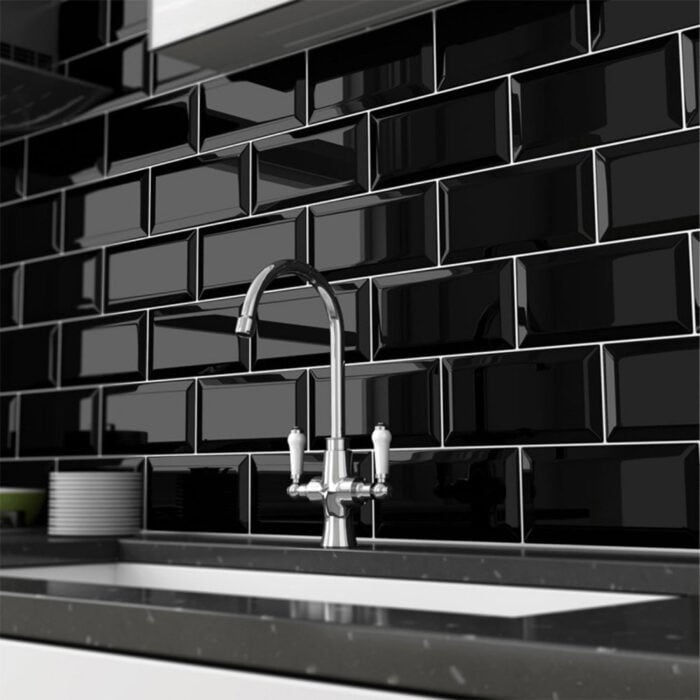 3035-265 Metro tegels zwart, 7,5x15 cm, van € 63,95/m² voor