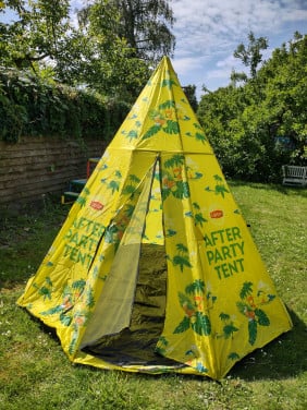 Prachtige geel groene Lipton afterparty tipi tent, 2 pers. Kampeertent ZGAN