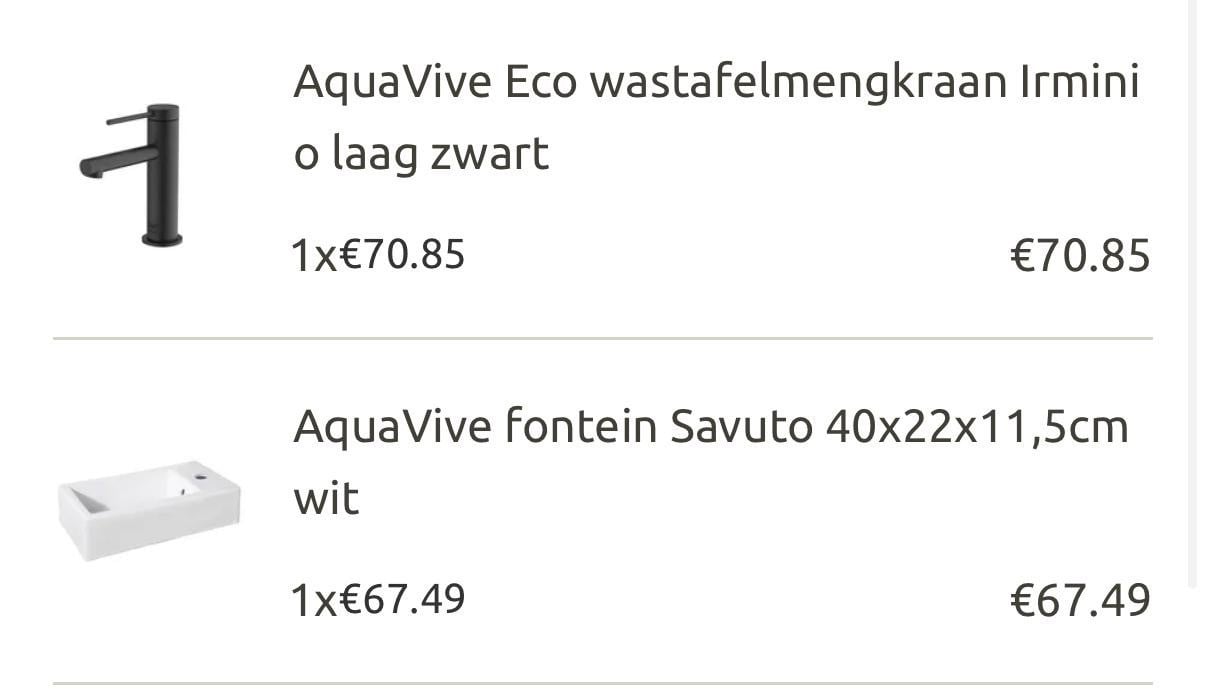 Wasbakje met zwarte kraan NIEUW