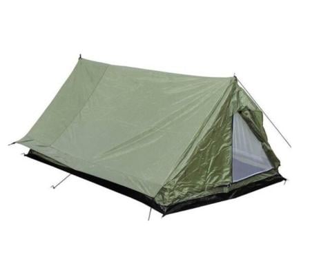 Groene tweepersonen tent - niet uitgepakt en tentdrager