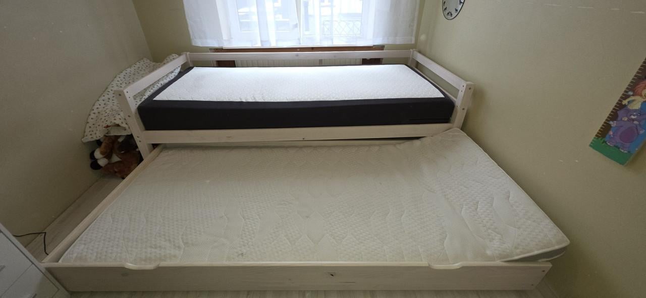 Bed met bedlade 90x200 incl matrassen, whitewash