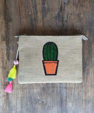 🥰 Leuke Schoudertas / crossbody tas van jute met 2 gevoerde vakken