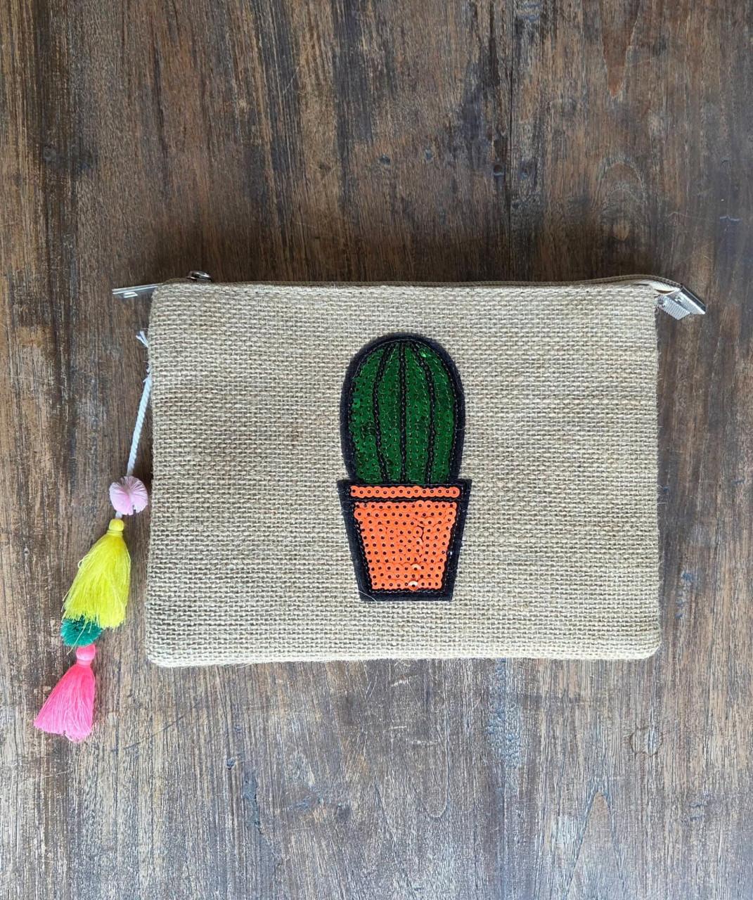 🥰 Leuke Schoudertas / crossbody tas van jute met 2 gevoerde vakken
