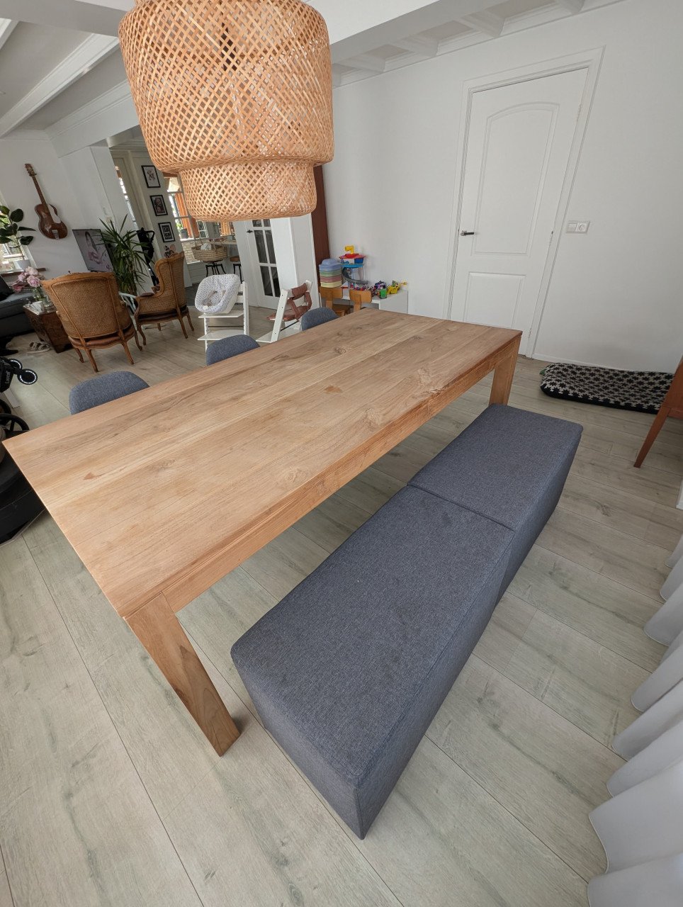 Massief Teak Houten Tafel – 200x100 cm – In Goede Staat