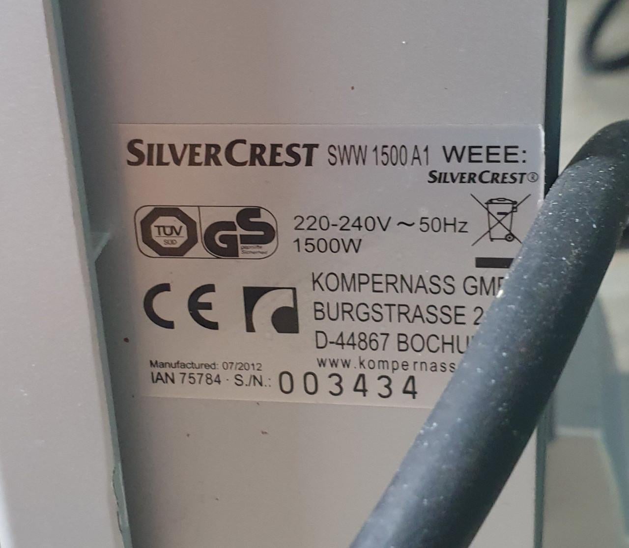 Silver Crest SWW 1500 A1 Convector Kachel - 1500W + afstandsbediening