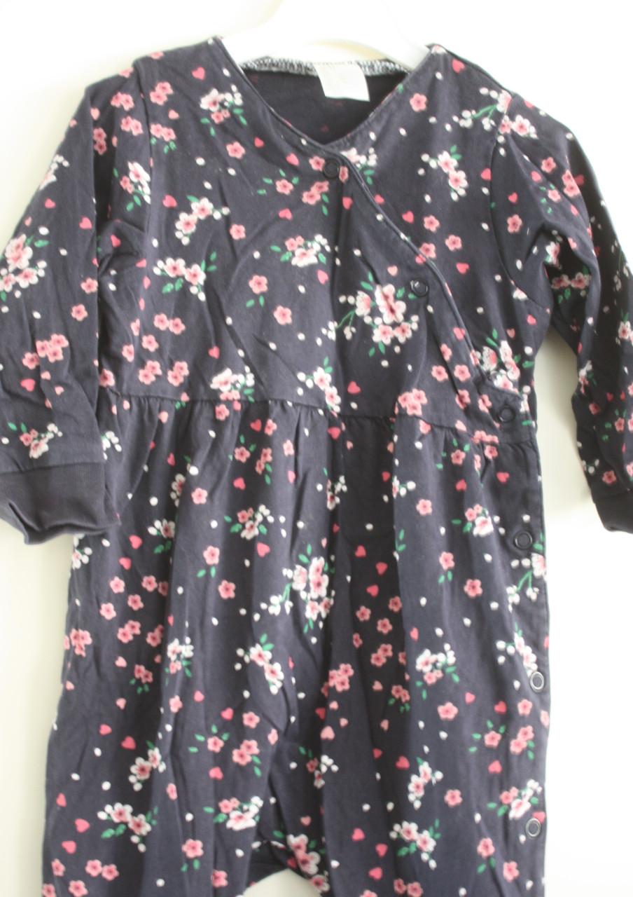 Boxpakje blauw met bloemen maat 74