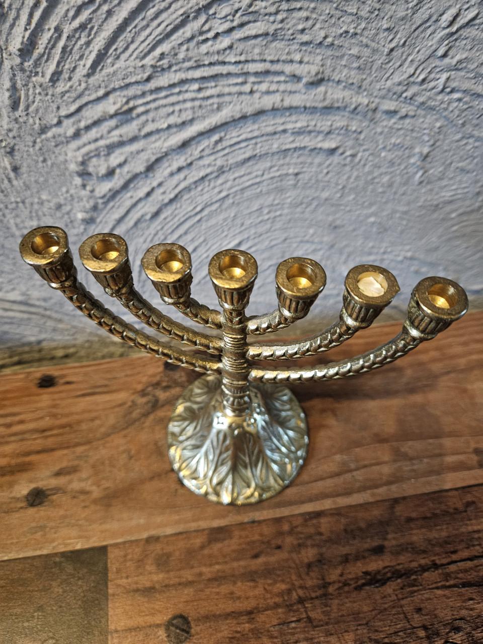 Vintage Messing Menora joodse Kandelaar - 7-armig