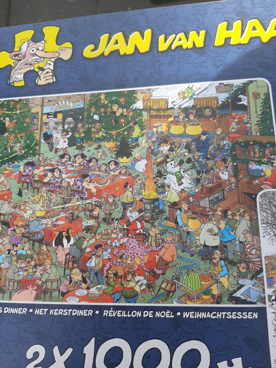 Jan van haasteren het kerstdinner en kerstbomenmarkt 2000 stukjes