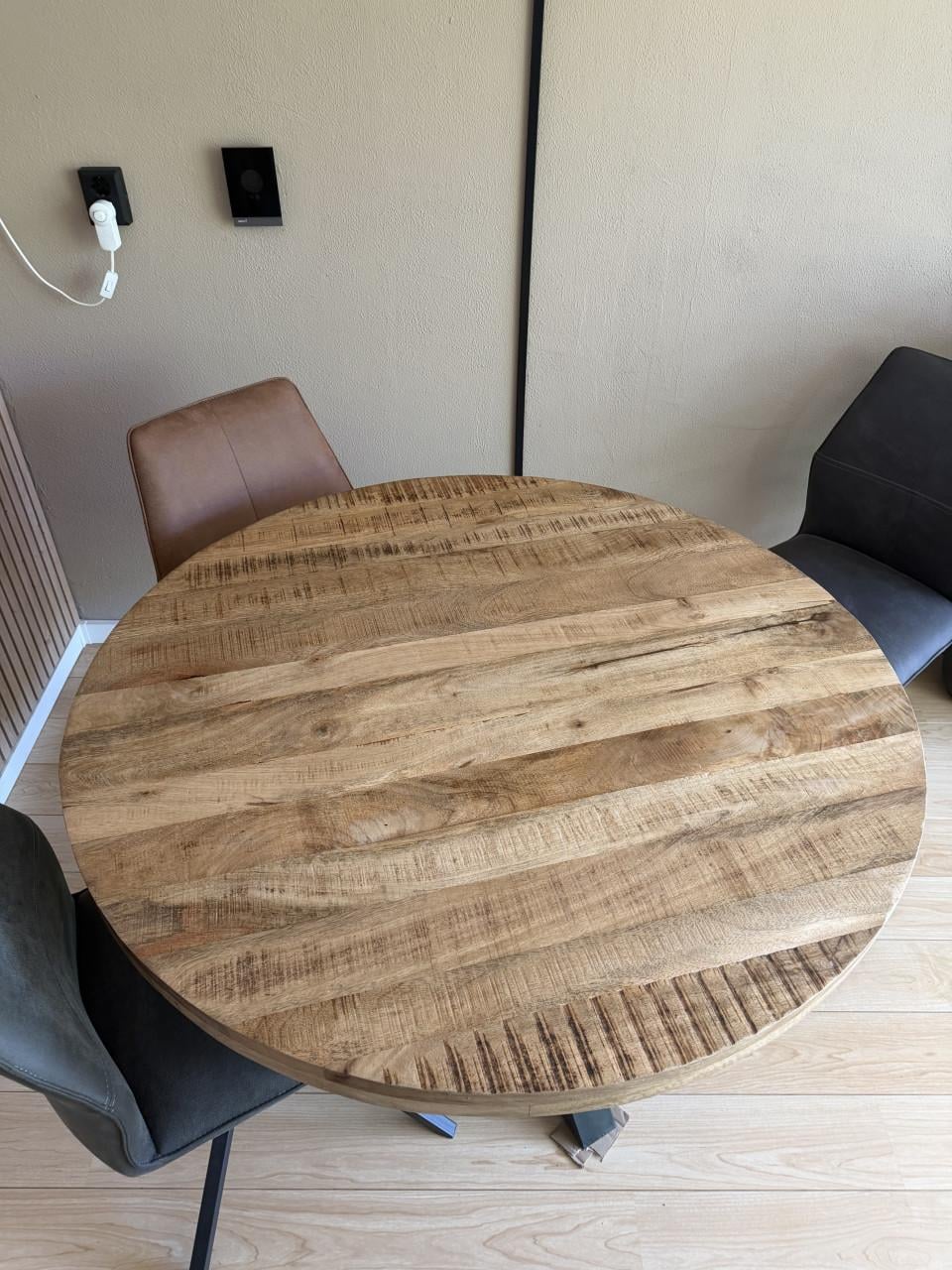 Ronde mangohouten eettafel 120 cm