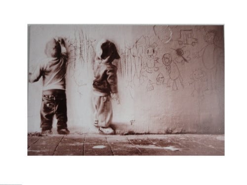 " Children " Prachtig art print op canvasdoek , afmeting 120 cm x 80 cm
